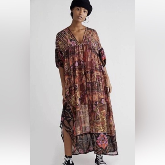 Free People Bali Too Much To Dream Embellished Maxi Dress Floral